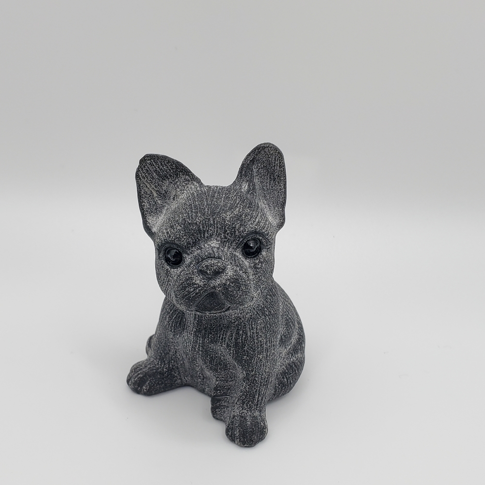 French Bulldog Black Obsidian Crystal Carving